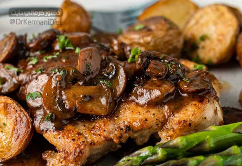 Grilled chicken with mushrooms
